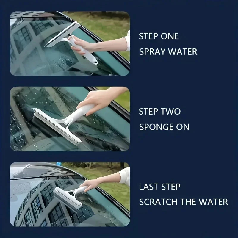 3-in-1 Silicone Shower Squeegee Wiper Hand-held Spray Window Mirror Glass Cleaning Tool